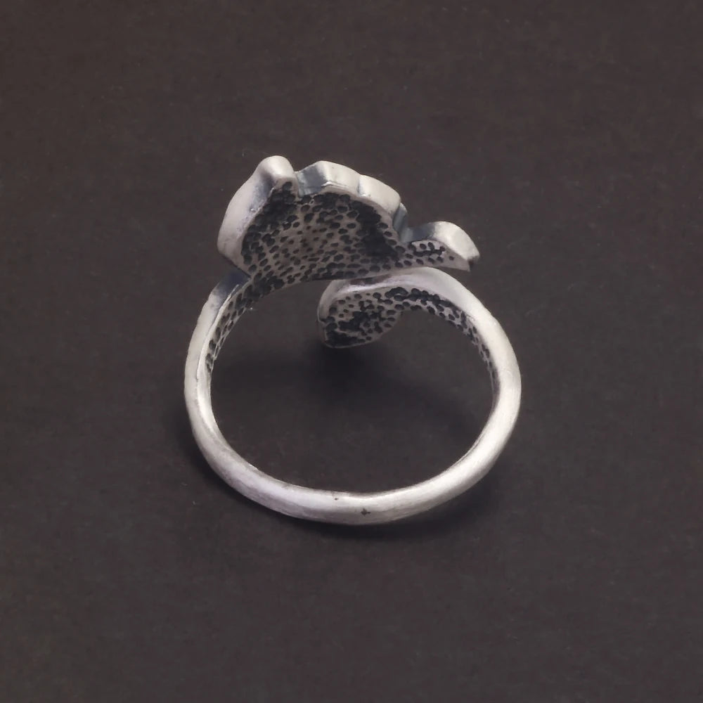 silver lotus ring back view