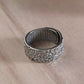silver lucky clouds heart sutra ring closeup 