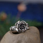 silver rose ring front view