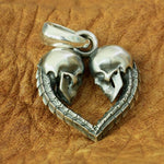 silver skull heart pendant