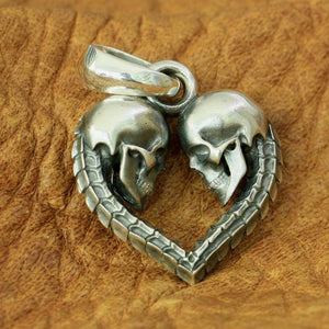 silver skull heart pendant