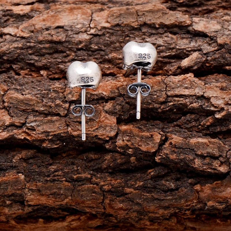 silver skull stud earrings back view