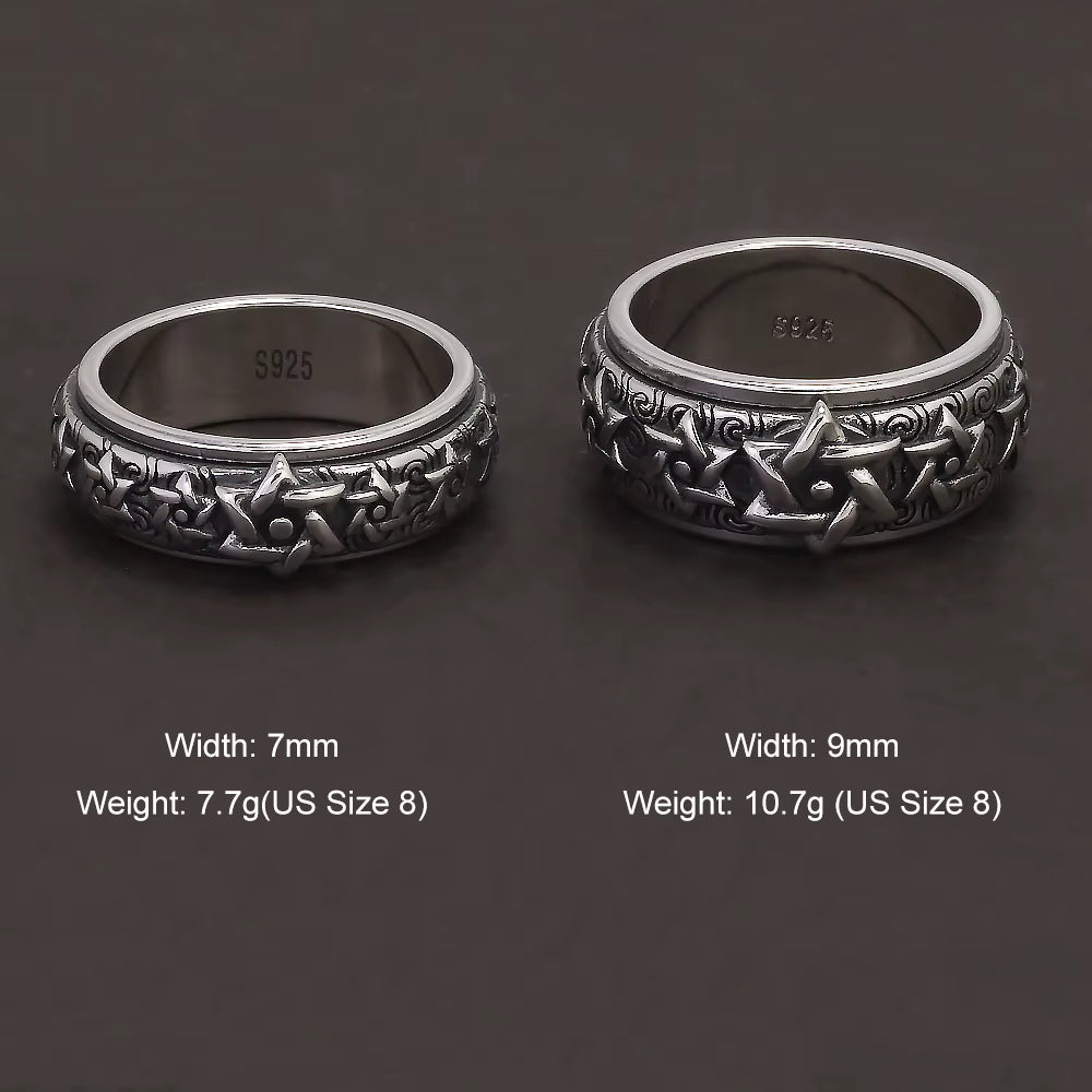 silver star of david ring silver