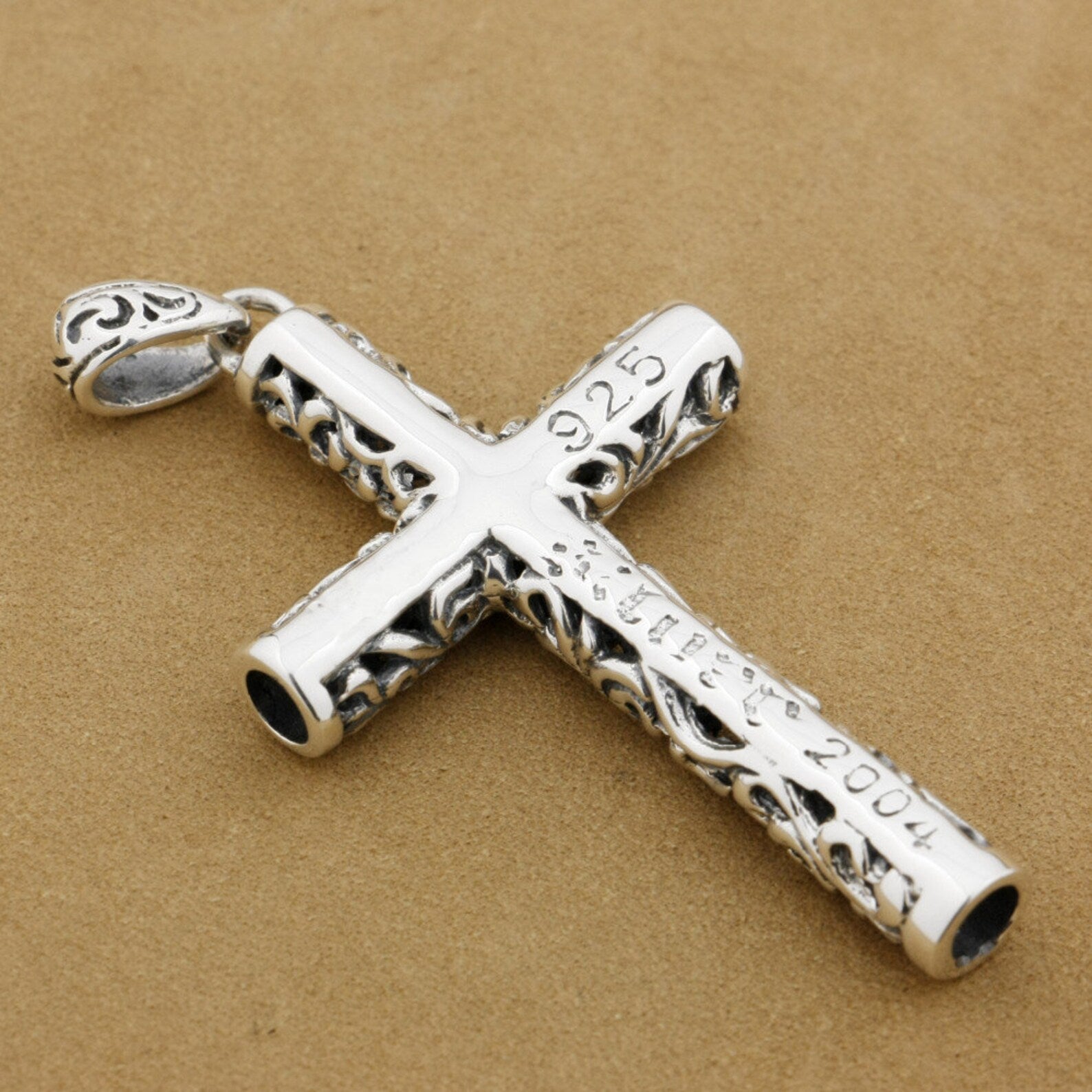 Viking Cross Necklace | Sterling Silver Cylinder Pendant with