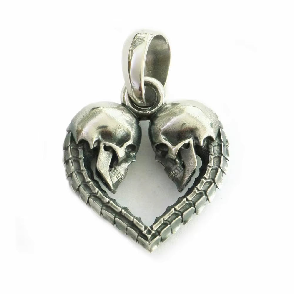 skull heart charm sterling silver white background