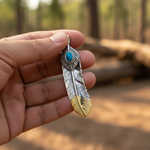 sterling silver turquoise feather pendant