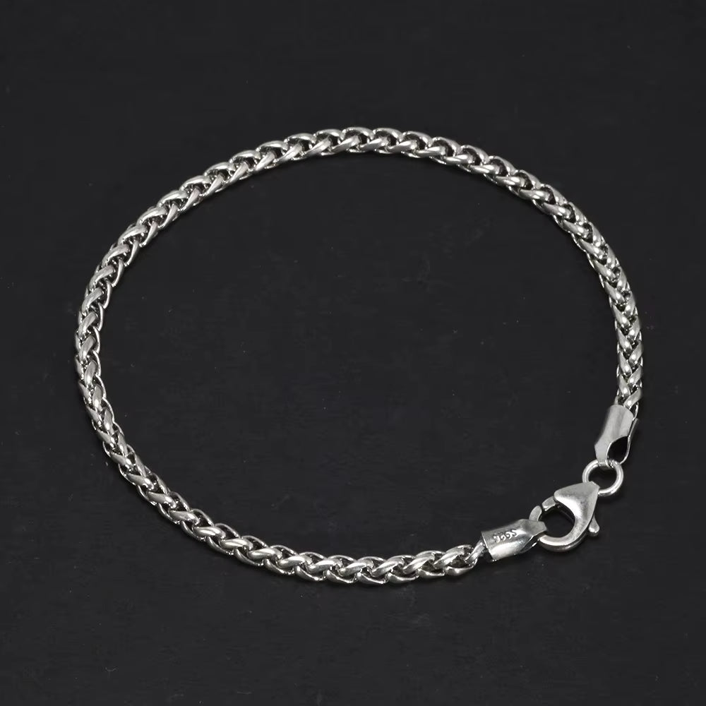 sterling silver wheat chain bracelet