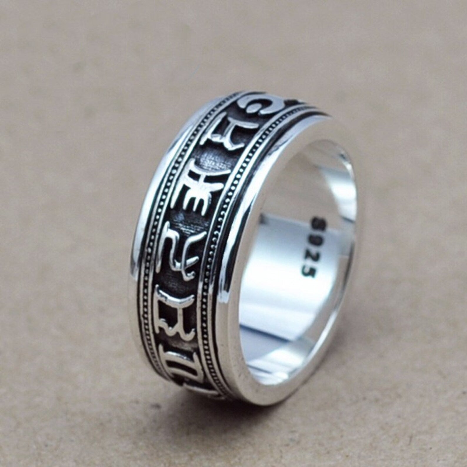 sterling silver buddhist ring