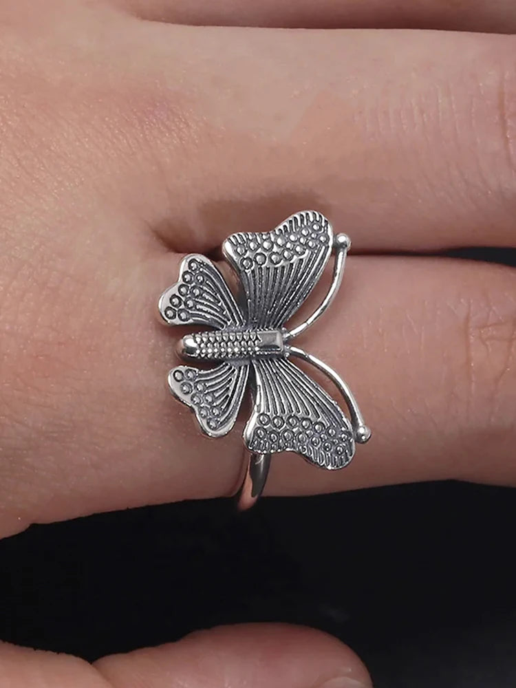 sterling silver butterfly ring shown on hand