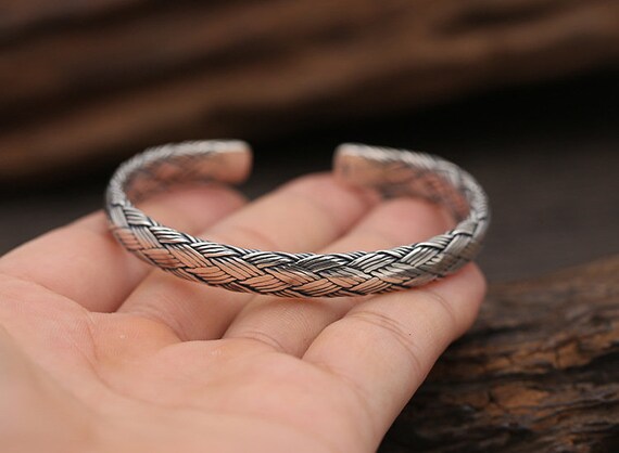 sterling silver cuff on hand