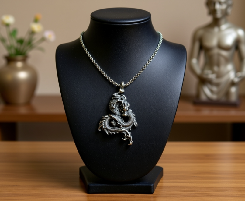 sterling silver dragon necklace