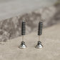 sterling silver industrial earrings side view