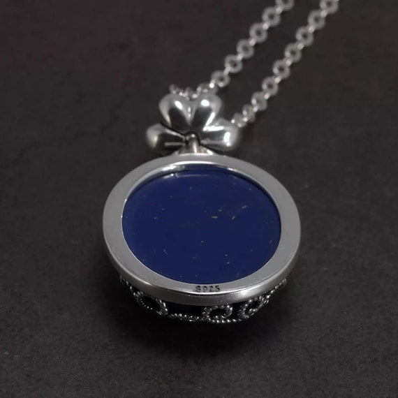 sterling silver lapis necklace back view