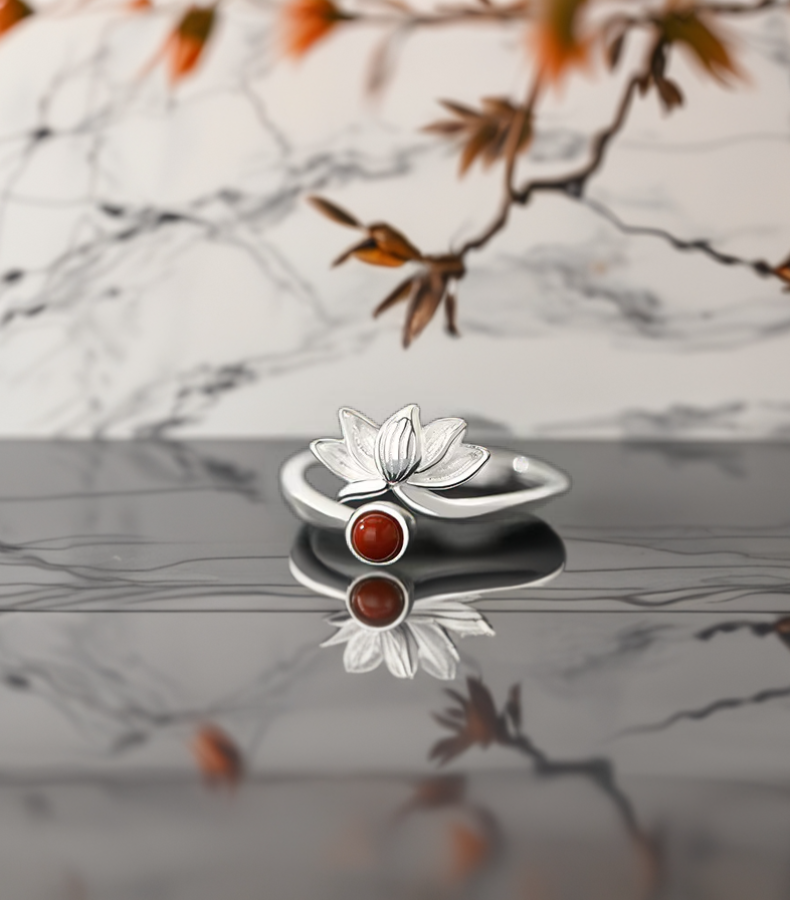 sterling silver lotus ring
