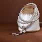 sterling silver mala beads arranged in loop