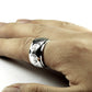 sterling silver meditation ring for men worn on hand