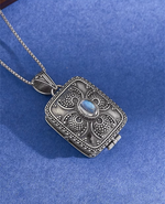 sterling silver moonstone locket pendant front