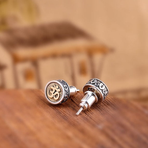 sterling silver om earrings side