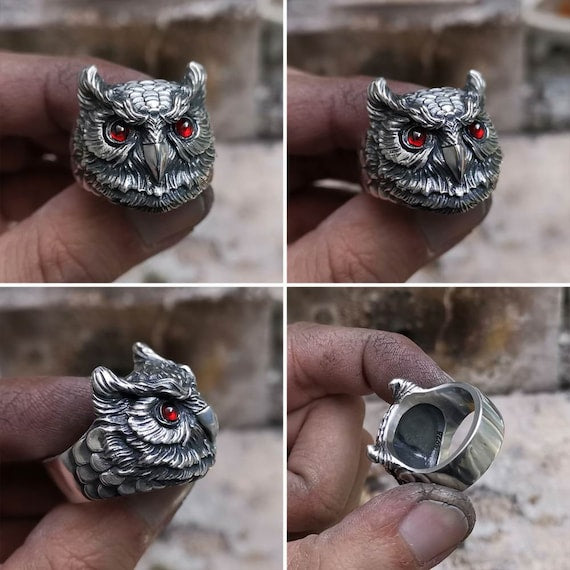 sterling silver owl ring