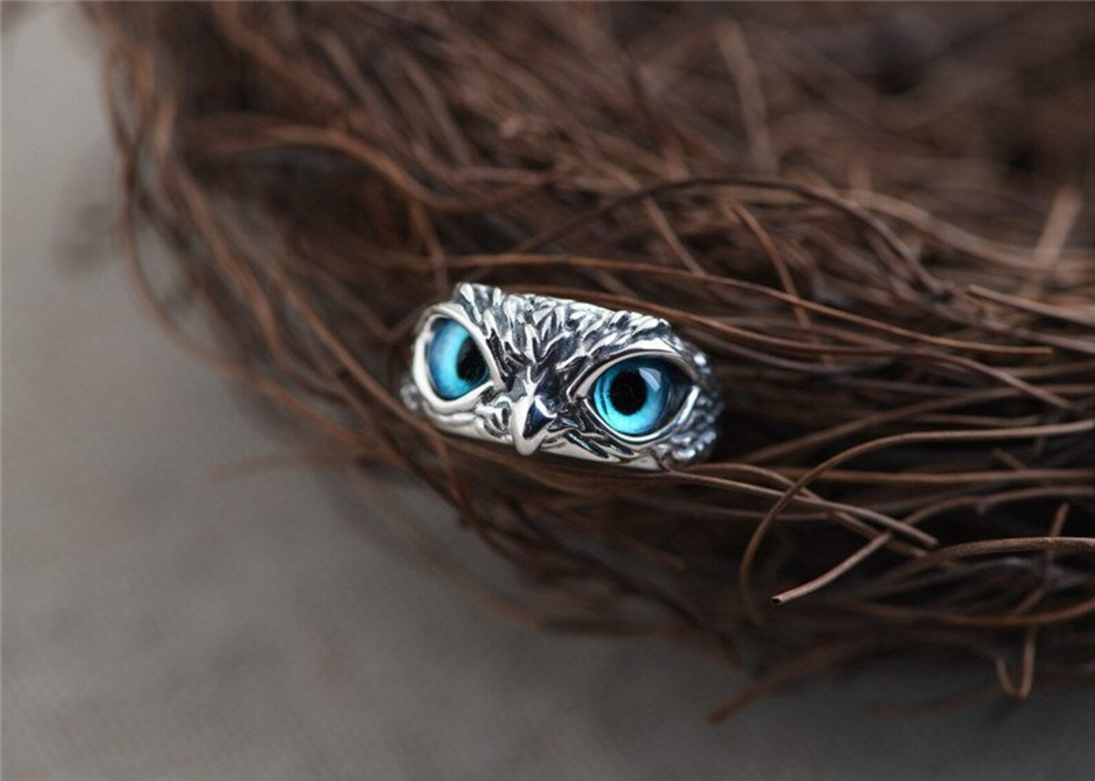 sterling silver owl ring adjustable band