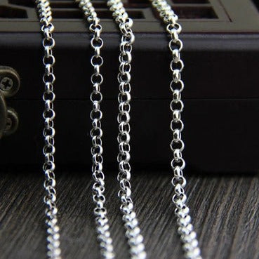 sterling silver rolo chain necklace front view