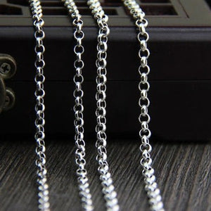 sterling silver rolo chain necklace front view