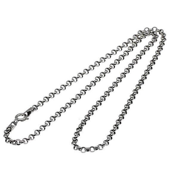 sterling silver rolo chain necklace white background