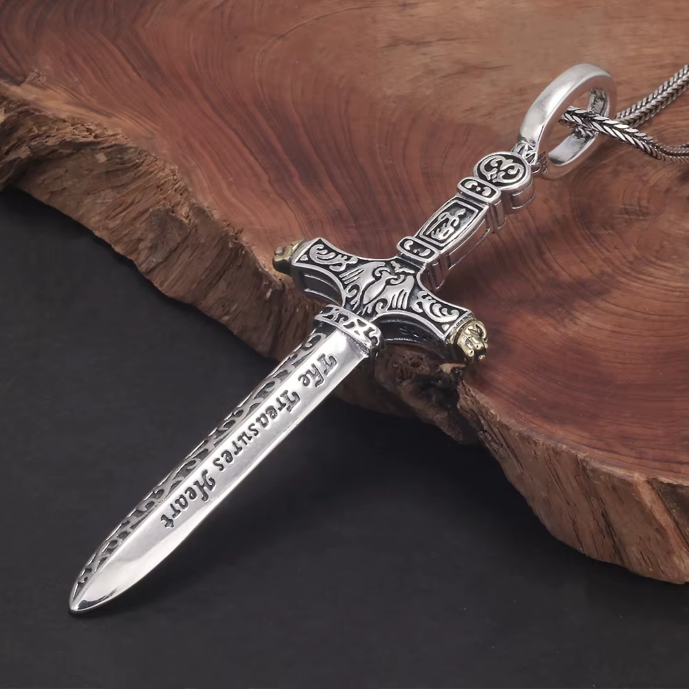 sword necklace for men silver
