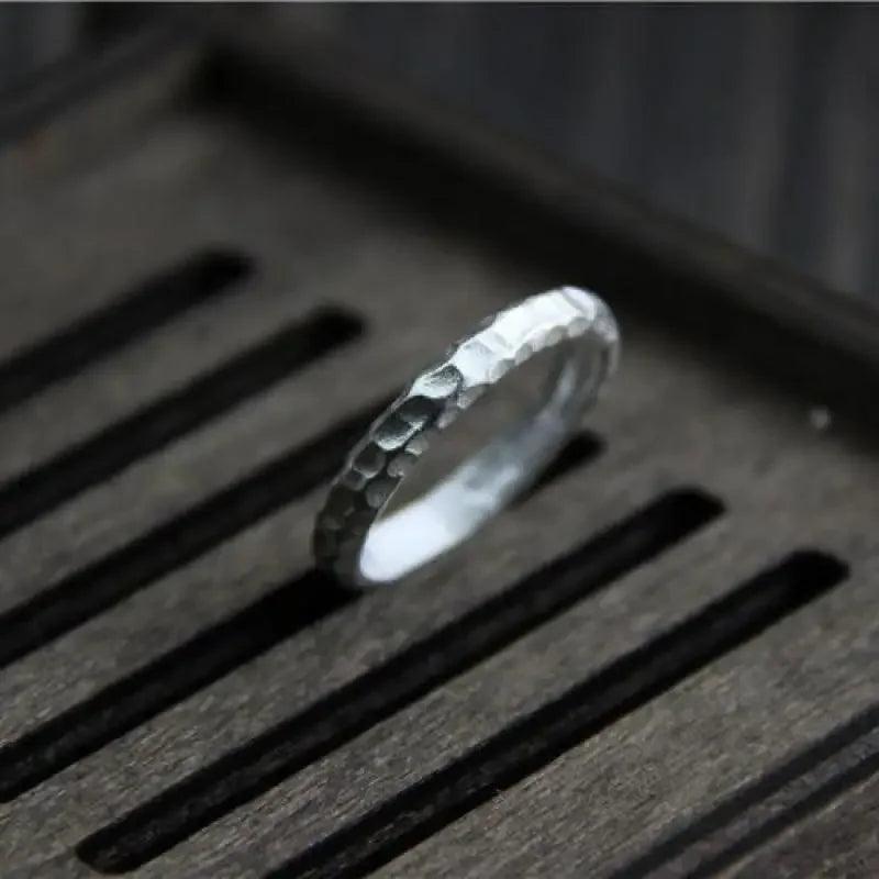 textured sterling silver band