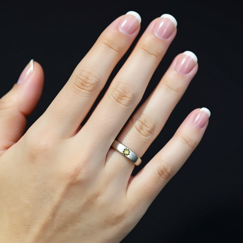 unisex Om Mani Padme Hum mantra ring in 925 sterling silver worn on hand