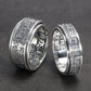 Buddhist meditation ring finger close up showing Sanskrit engraving
