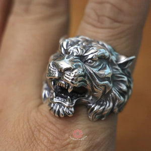 sterling silver tiger ring left