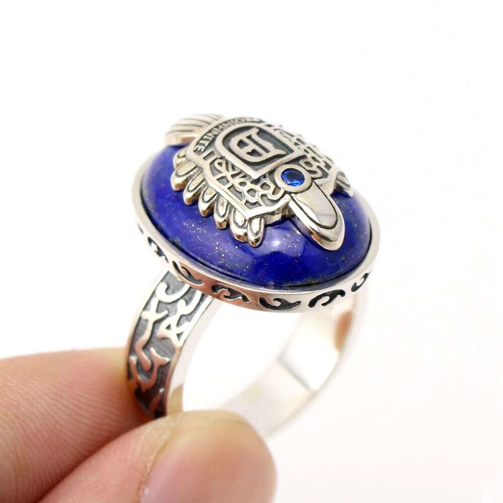 Amazon.com: FHUILI Exquisite Ring with Gift Box,Ring, The Vampire Diaries  Real 925 Sterling Silver Damon Salvatore Ring Men's with Lapis Lazuli Gem  Natural Stone Fine Jewelry,10 P : Clothing, Shoes & Jewelry